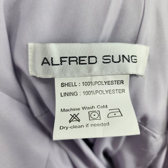 Alfred Sung D763 Modern Lace Up Back Bridesmaid Dress in Moondance Size 4 - Picture 5 of 6